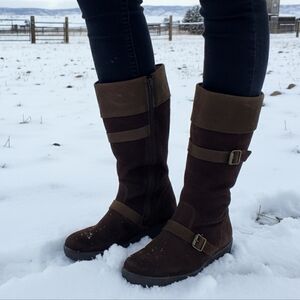 Rieker 39 Old Money Equestrian Western Waterproof Outdoor Suede Wedge Tall Boots